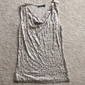 Beige sequin tank top